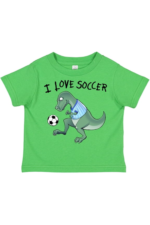 I Love Soccer-dinosaur in Blue Boys or Girls Toddler T-Shirt