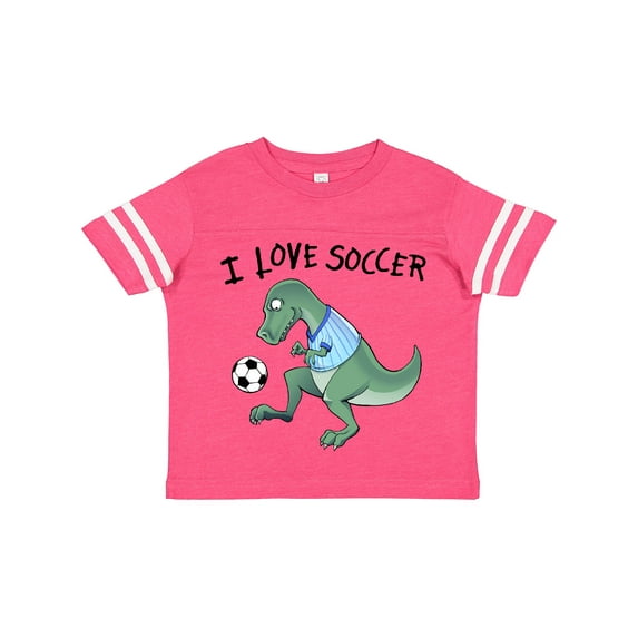 Inktastic I Love Soccer-dinosaur in Blue Boys or Girls Toddler T-Shirt