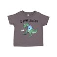 thumbnail image 1 of Inktastic I Love Soccer-dinosaur in Blue Boys or Girls Toddler T-Shirt, 1 of 5