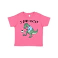 thumbnail image 1 of Inktastic I Love Soccer-dinosaur in Blue Boys or Girls Toddler T-Shirt, 1 of 5