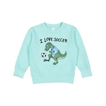Inktastic I Love Soccer-dinosaur in Blue Toddler Sweatshirt