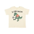 thumbnail image 1 of Inktastic I Love Soccer-dinosaur in Orange Boys or Girls Toddler T-Shirt, 1 of 5
