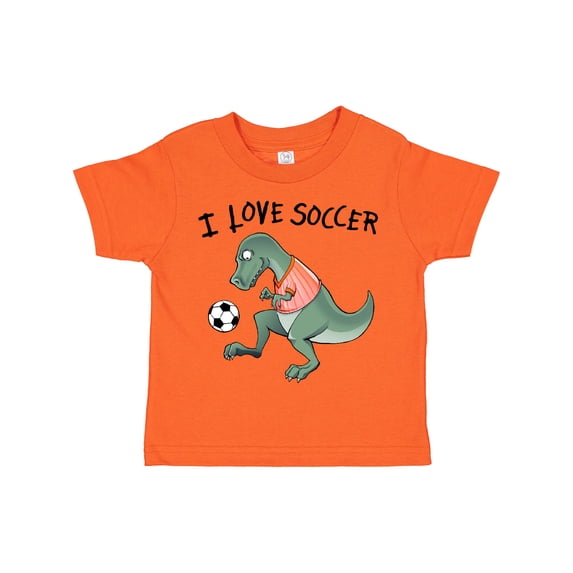 Inktastic I Love Soccer-dinosaur in Orange Boys or Girls Toddler T-Shirt