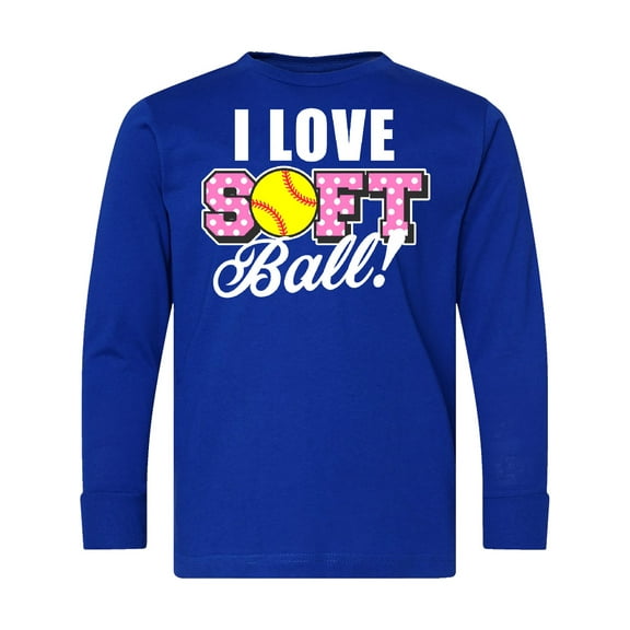 Inktastic I Love Softball with Softball Replacing O with White Text Long Sleeve Youth T-Shirt