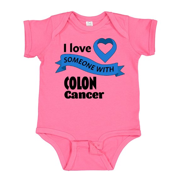 Inktastic I Love Someone with Colon Cancer Blue Heart Ribbon Boys or Girls Baby Bodysuit