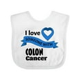 thumbnail image 1 of Inktastic I Love Someone with Colon Cancer blue heart ribbon Boys or Girls Baby Bib, 1 of 4