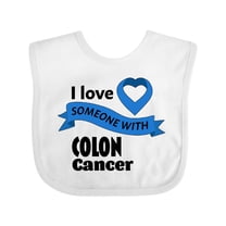 Inktastic I Love Someone with Colon Cancer blue heart ribbon Boys or Girls Baby Bib