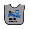 thumbnail image 1 of Inktastic I Love Someone with Colon Cancer blue heart ribbon Boys or Girls Baby Bib, 1 of 4