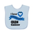 thumbnail image 1 of Inktastic I Love Someone with Colon Cancer blue heart ribbon Boys or Girls Baby Bib, 1 of 4