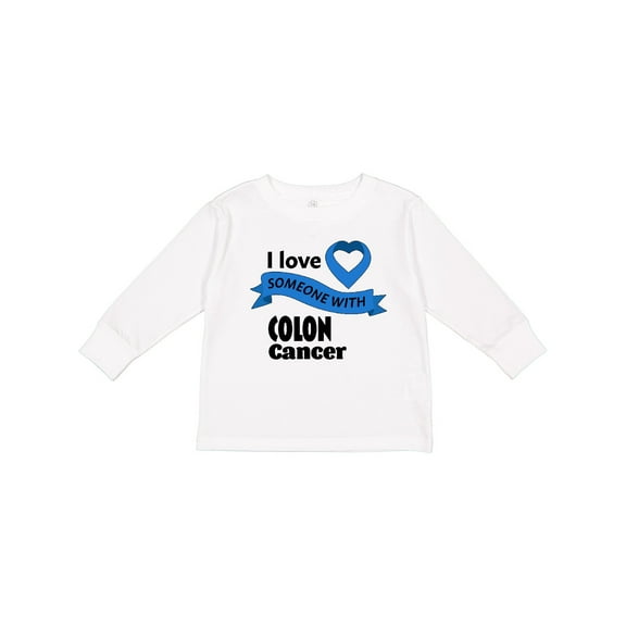 Inktastic I Love Someone with Colon Cancer blue heart ribbon Boys or Girls Long Sleeve Toddler T-Shirt