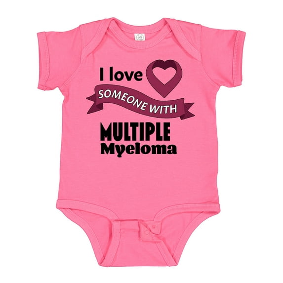 Inktastic I Love Someone with Multiple Myeloma Burgundy Heart Ribbon Boys or Girls Baby Bodysuit