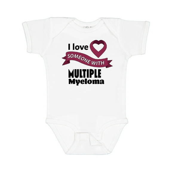 Inktastic I Love Someone with Multiple Myeloma Burgundy Heart Ribbon Boys or Girls Baby Bodysuit