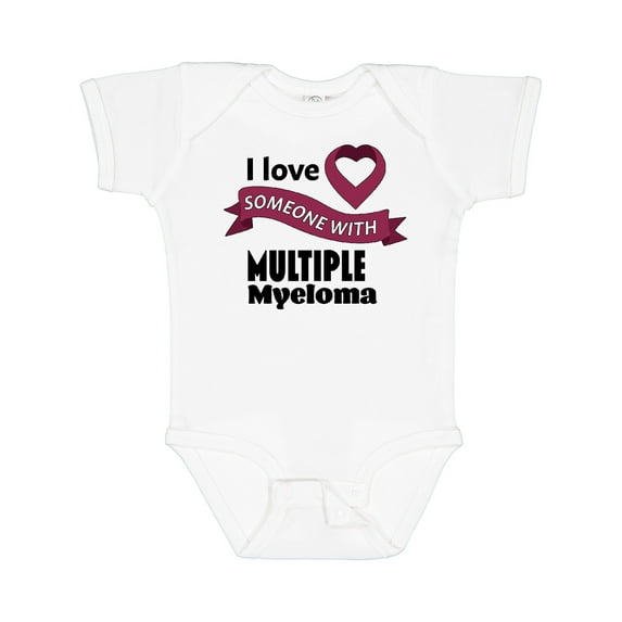 Inktastic I Love Someone with Multiple Myeloma Burgundy Heart Ribbon Boys or Girls Baby Bodysuit