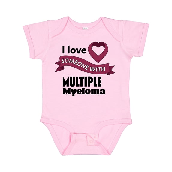 Inktastic I Love Someone with Multiple Myeloma Burgundy Heart Ribbon Boys or Girls Baby Bodysuit