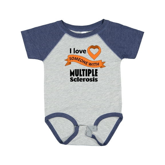 Inktastic I Love Someone with Multiple Sclerosis Orange Heart Ribbon Boys or Girls Baby Bodysuit