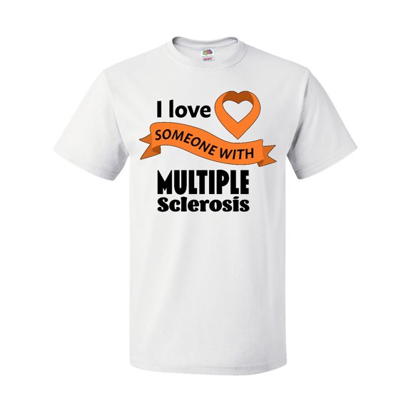 Inktastic I Love Someone with Multiple Sclerosis Orange Heart Ribbon T-Shirt