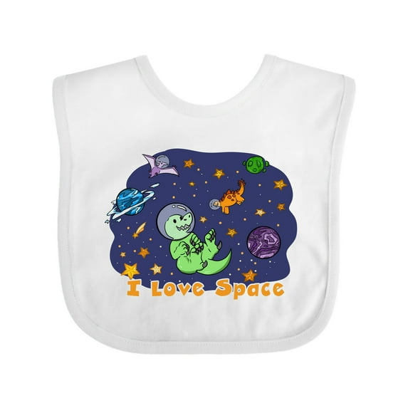 Inktastic I Love Space Cute Dinos and Planets Boys or Girls Baby Bib