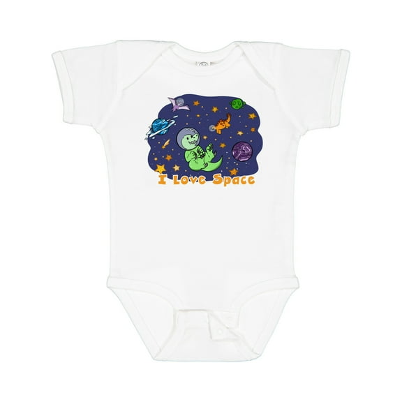 Inktastic I Love Space Cute Dinos and Planets Boys or Girls Baby Bodysuit