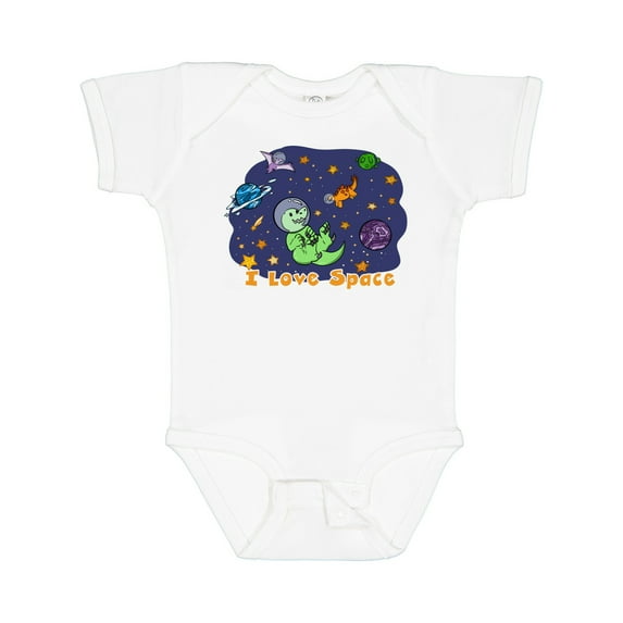 Inktastic I Love Space Cute Dinos and Planets Boys or Girls Baby Bodysuit