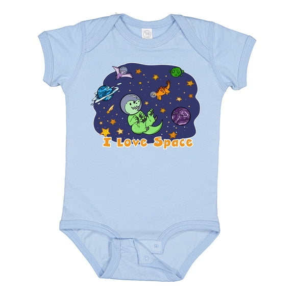 Inktastic I Love Space Cute Dinos and Planets Boys or Girls Baby Bodysuit
