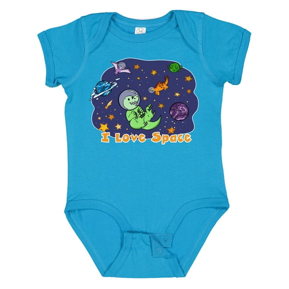Inktastic I Love Space Cute Dinos and Planets Boys or Girls Baby Bodysuit