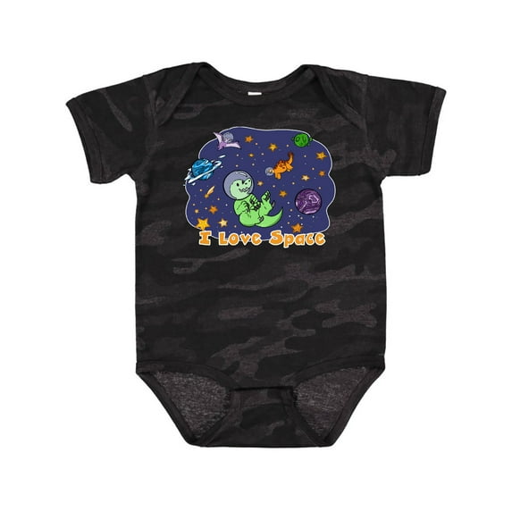 Inktastic I Love Space Cute Dinos and Planets Boys or Girls Baby Bodysuit