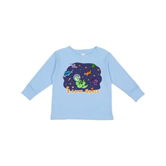 Inktastic I Love Space Cute Dinos and Planets Boys or Girls Long Sleeve Toddler T-Shirt