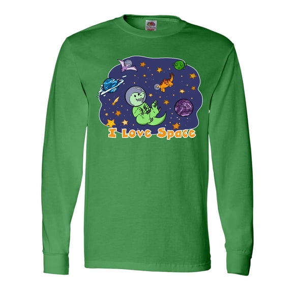 Inktastic I Love Space Cute Dinos and Planets Long Sleeve T-Shirt