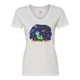 thumbnail image 1 of Inktastic I Love Space Cute Dinos and Planets Women's V-Neck T-Shirt, 1 of 5