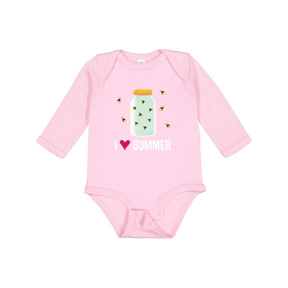 Inktastic I Love Summer Cute Fireflies Boys or Girls Long Sleeve Baby Bodysuit