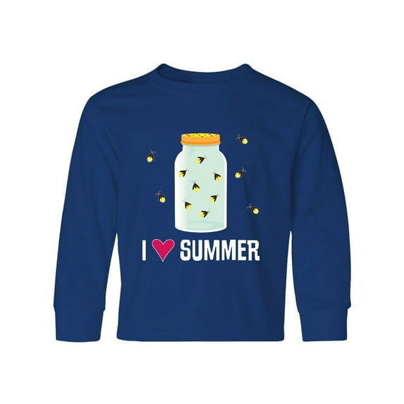 Inktastic I Love Summer Cute Fireflies Long Sleeve Youth T-Shirt