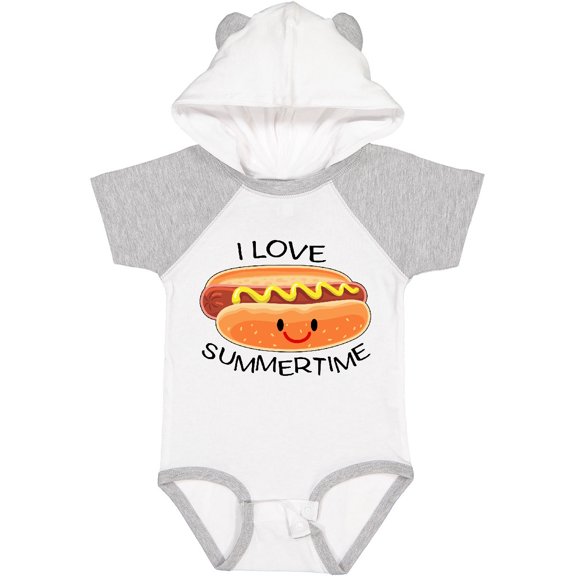 Inktastic I Love Summertime- fun hot dog Boys or Girls Baby Bodysuit