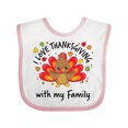 thumbnail image 1 of Inktastic I Love Thanksgiving with My Family-happy Turkey Boys or Girls Baby Bib, 1 of 4