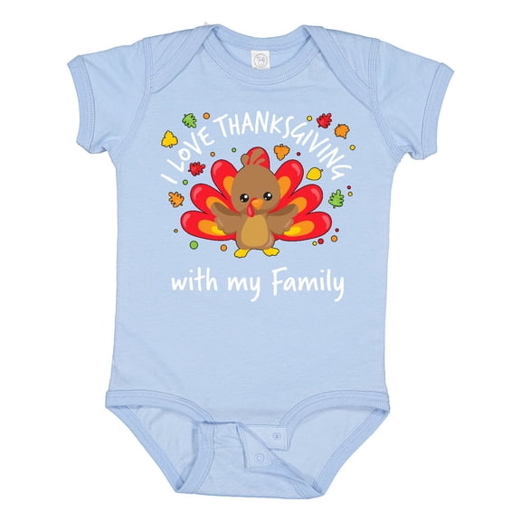 Inktastic I Love Thanksgiving with my Family-happy turkey Boys or Girls Baby Bodysuit