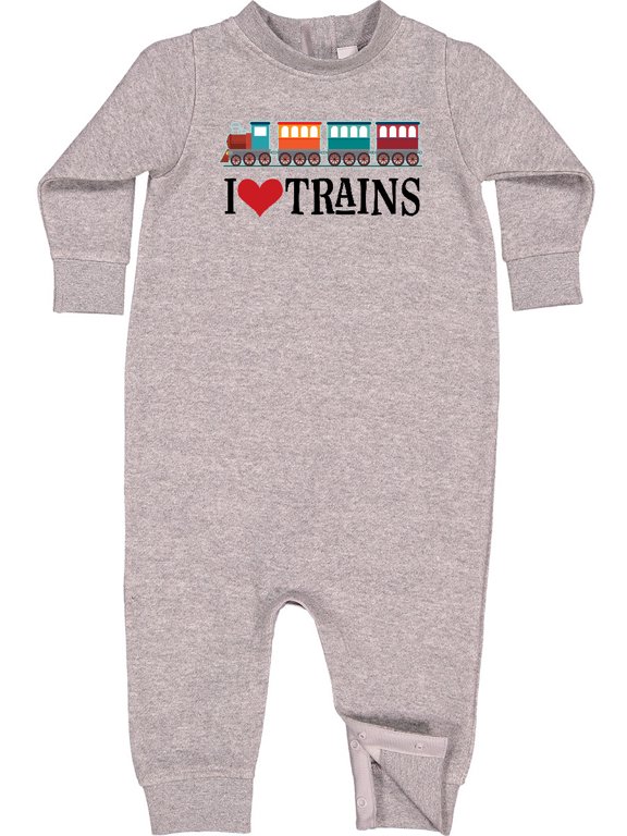 I Love Trains Baby Fleece Romper