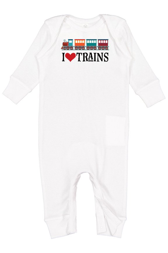 I Love Trains Baby Romper Coveralls