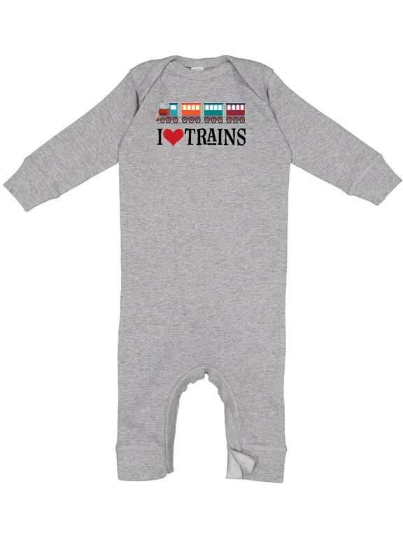 I Love Trains Baby Romper Coveralls
