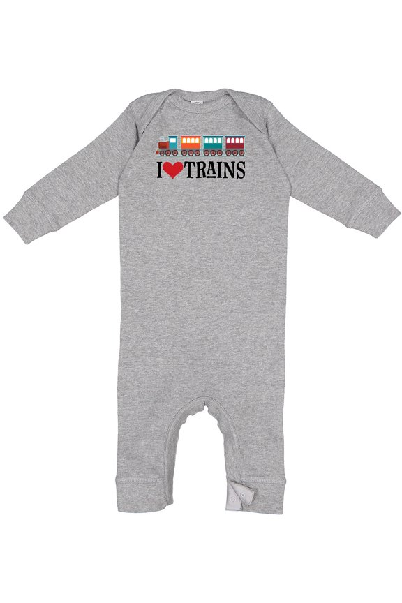 I Love Trains Baby Romper Coveralls