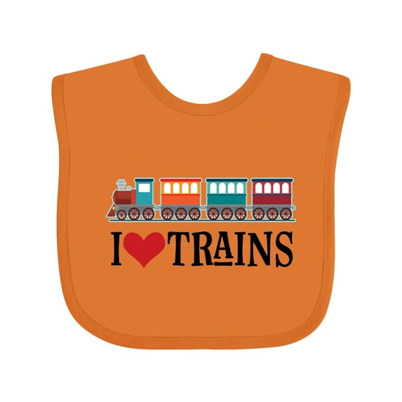 Inktastic I Love Trains Boys or Girls Baby Bib