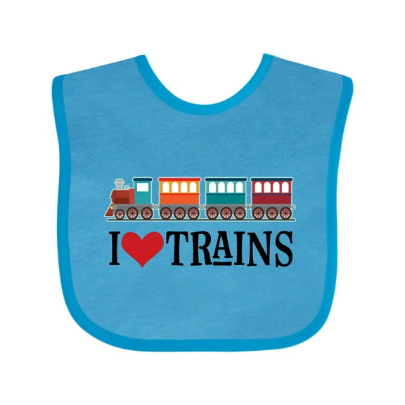 Inktastic I Love Trains Boys or Girls Baby Bib