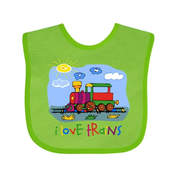 Inktastic I Love Trains Boys or Girls Baby Bib