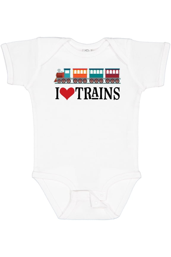I Love Trains Boys or Girls Baby Bodysuit