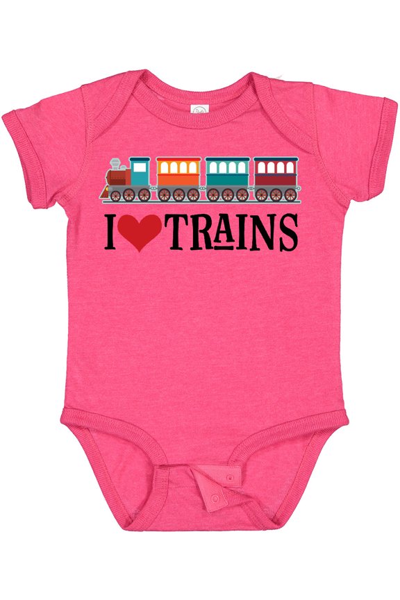 I Love Trains Boys or Girls Baby Bodysuit