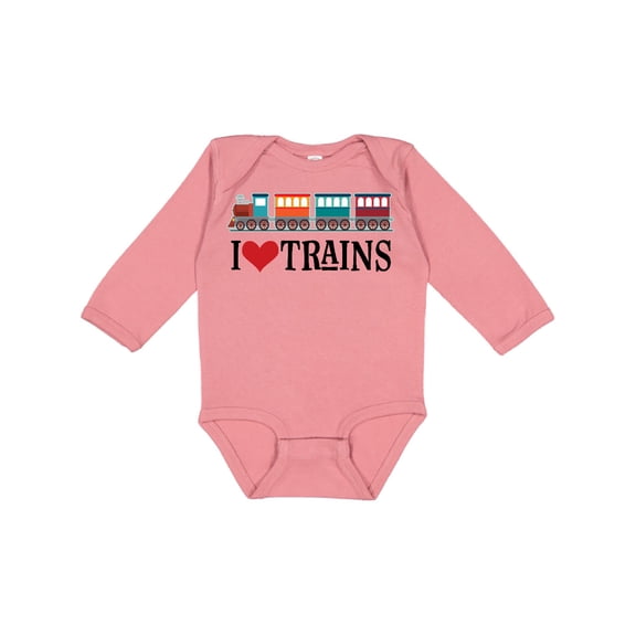 Inktastic I Love Trains Boys or Girls Long Sleeve Baby Bodysuit