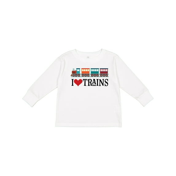 Inktastic I Love Trains Boys or Girls Long Sleeve Toddler T-Shirt