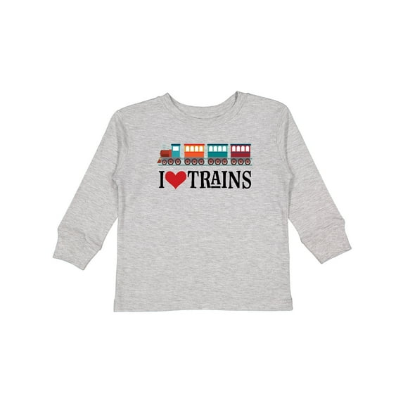 Inktastic I Love Trains Boys or Girls Long Sleeve Toddler T-Shirt