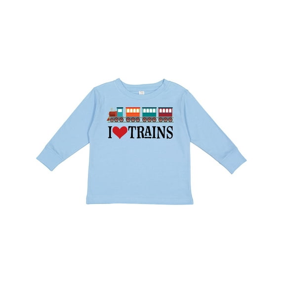 Inktastic I Love Trains Boys or Girls Long Sleeve Toddler T-Shirt