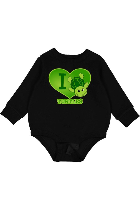I Love Turtles Baby Fleece Bodysuit