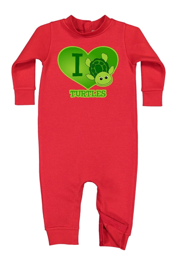 I Love Turtles Baby Fleece Romper