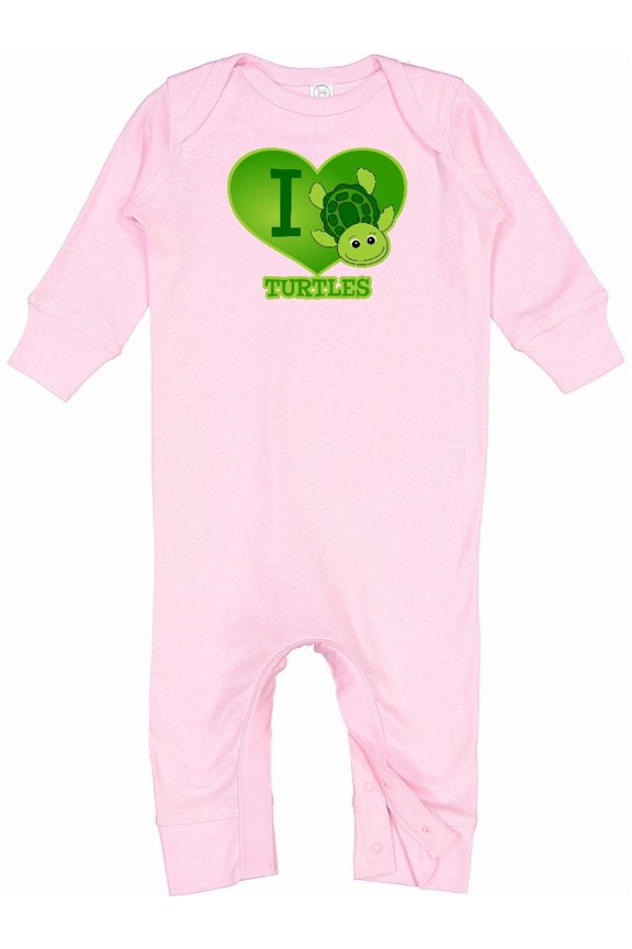 I Love Turtles Baby Romper Coveralls